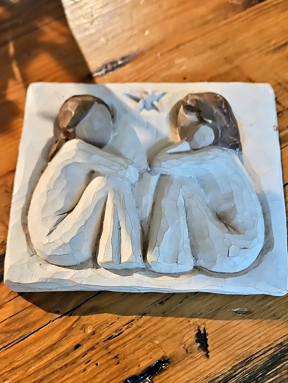 Willow Tree Friendship Plaque Sculpture White & Brown